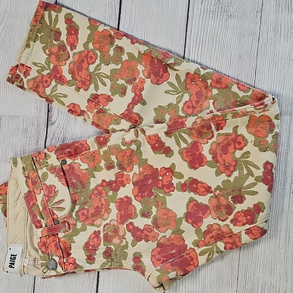 PAIGE 25 Floral Patterned Denim Skinny Denim Pants